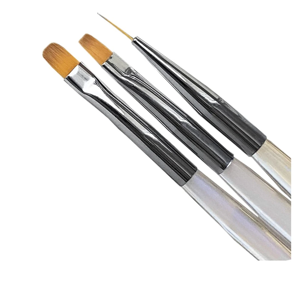 Набір пензликів 3 шт NailSofTheDay Nail Art Brush (лайнер+квадрат+овал)+ косметичка