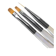 Набір пензликів 3 шт NailSofTheDay Nail Art Brush (лайнер+квадрат+овал)+ косметичка