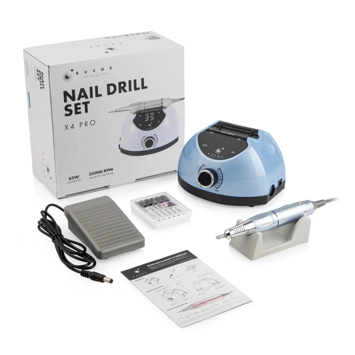 Фрезер X4 PRO Bucos Nail Drill (65W35000 об) (BLUE OCEAN)