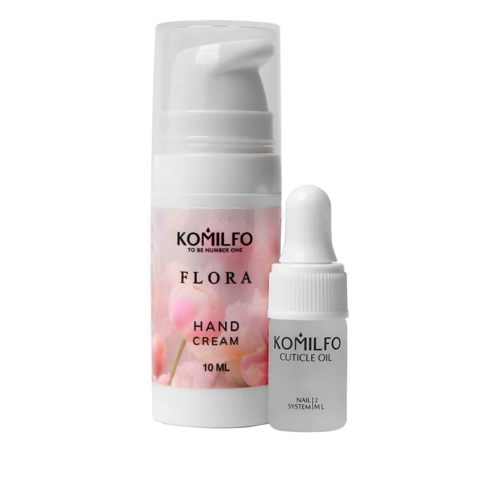 Набор подарочный KOMILFO Flora ( крем для рук 10 мл и масло для кутикулы 2 мл)