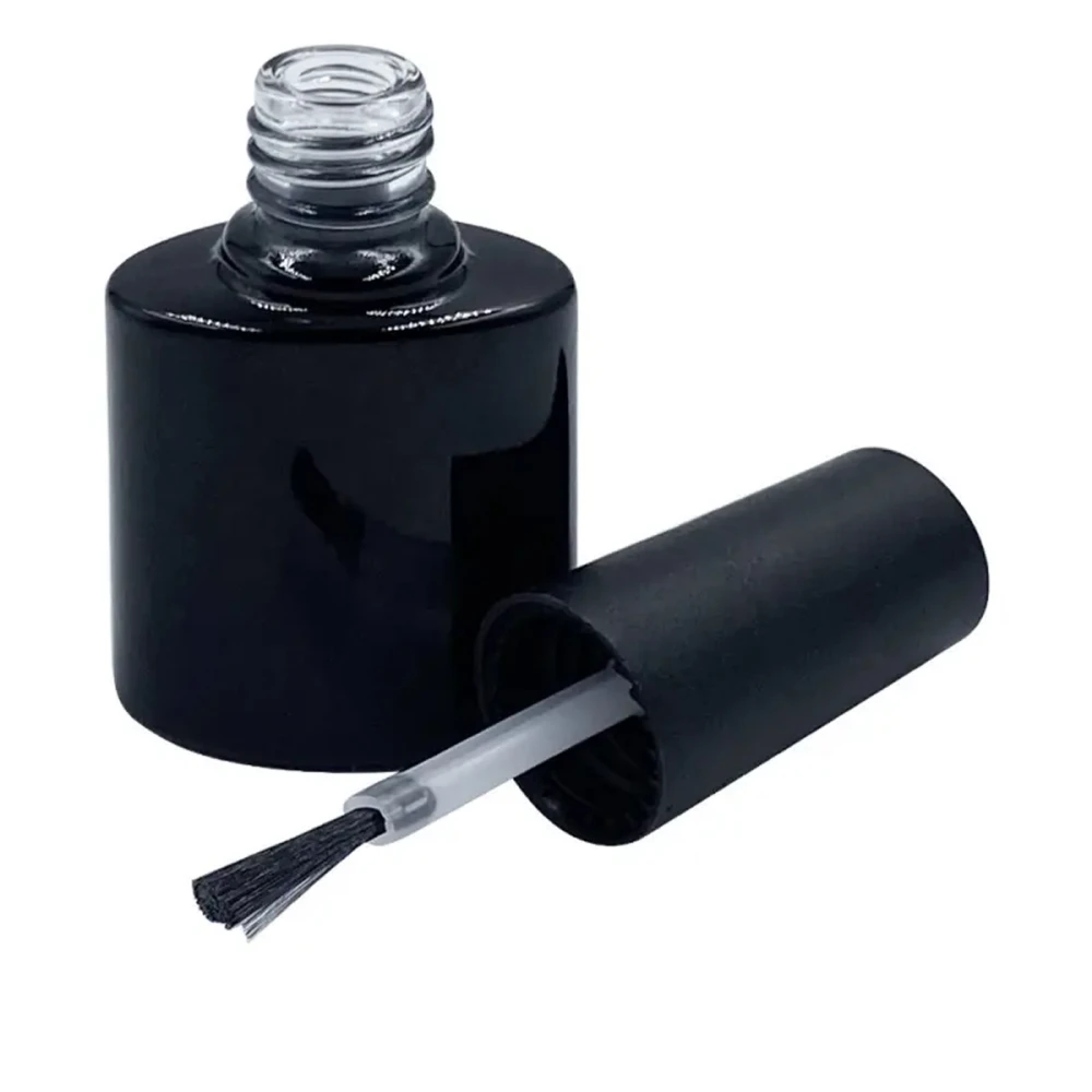 Бутылочка овальная черная с кисточкой стекло 8 мл