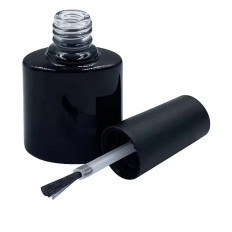 Бутылочка овальная черная с кисточкой стекло 8 мл