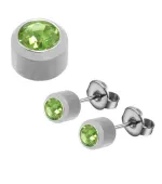 Серьги средние завальцовка (Хризолит серебро август)