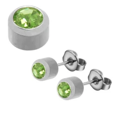 Серьги средние завальцовка (Хризолит серебро август)