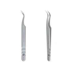 Пинцет профессиональный с насечками для ресниц EXPERT TE-45/1 (изогнутый)