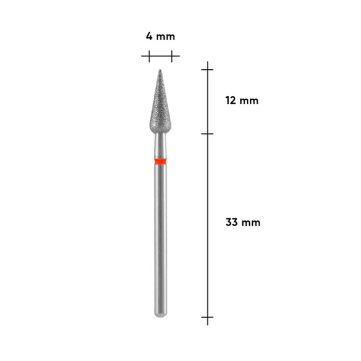 Фреза алмазная Груша острая STALEKS EXPERT (красная 4 x12 мм)