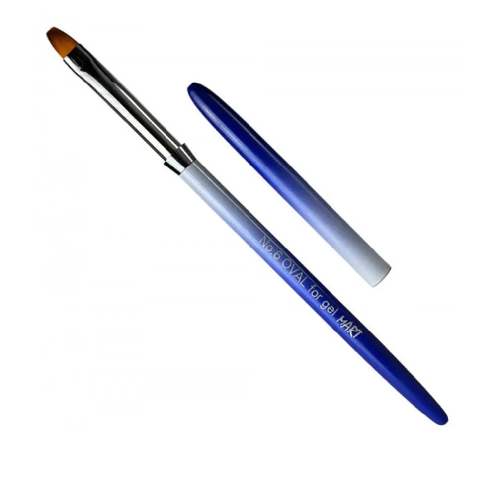Кисточка с колпачком металл голубой гель Овал (№ 06)