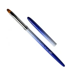 Кисточка с колпачком металл голубой гель Овал (№ 06)