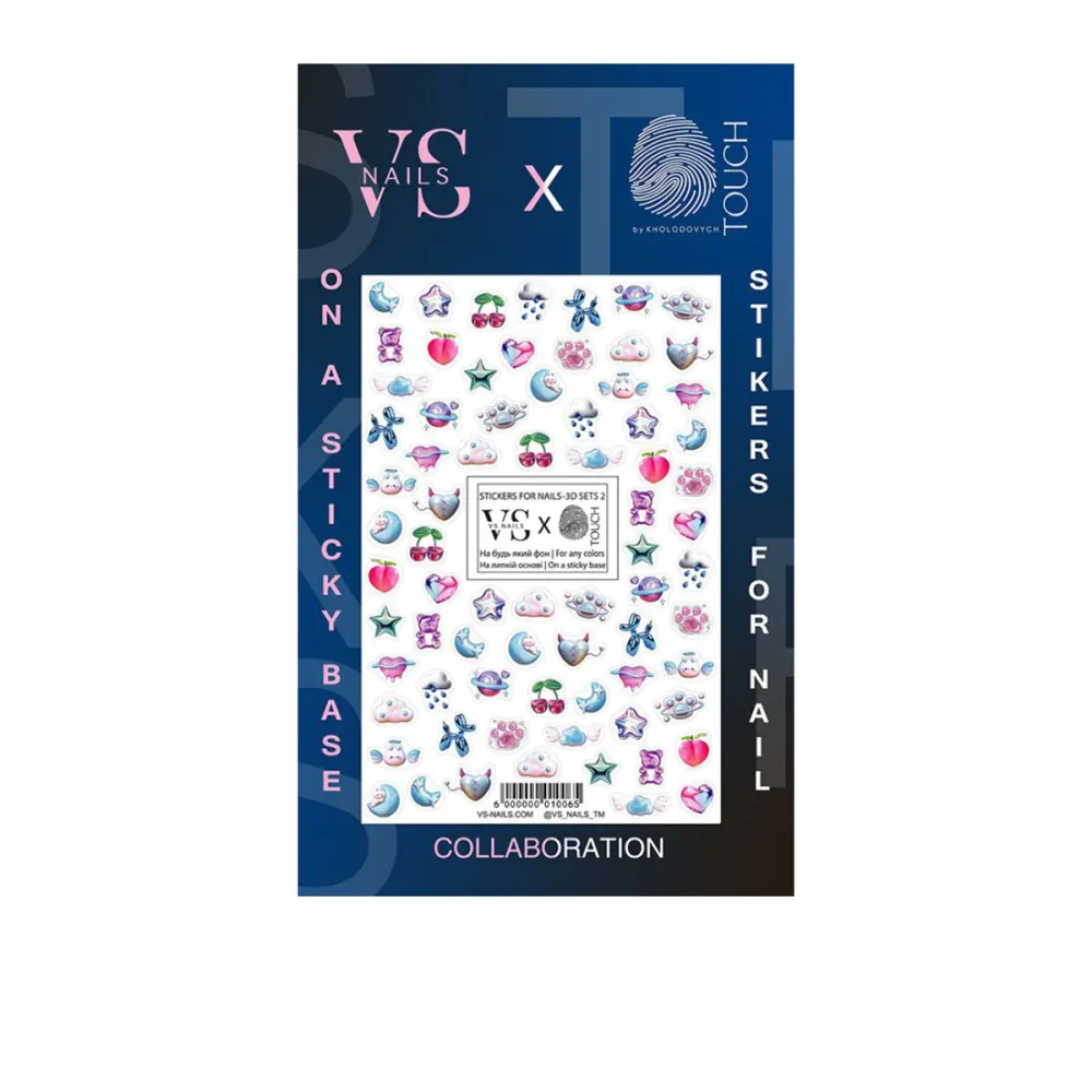 Стикеры для ногтей на липкой основе Touch &VSnails 3D SETS 2 (8x12см)