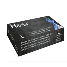 Перчатки нитрил неопудренные нестерильные текстурированные Hoffen Blue 100 ед (L)