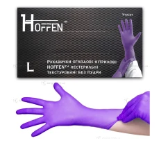 Перчатки нитрил неопудренные нестерильные текстурированные Hoffen Violet 100 ед (L)