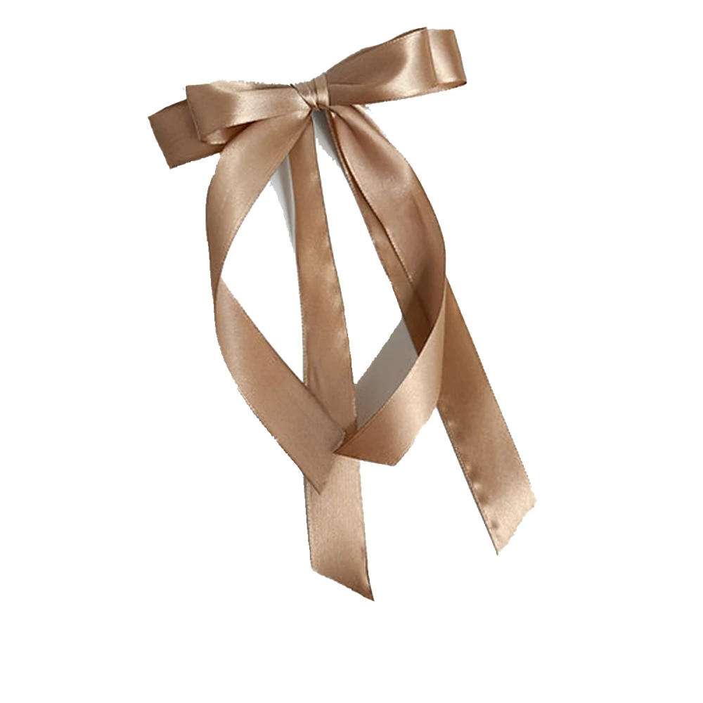Бант атласний стрічка кольору кава (кріплення автомат)