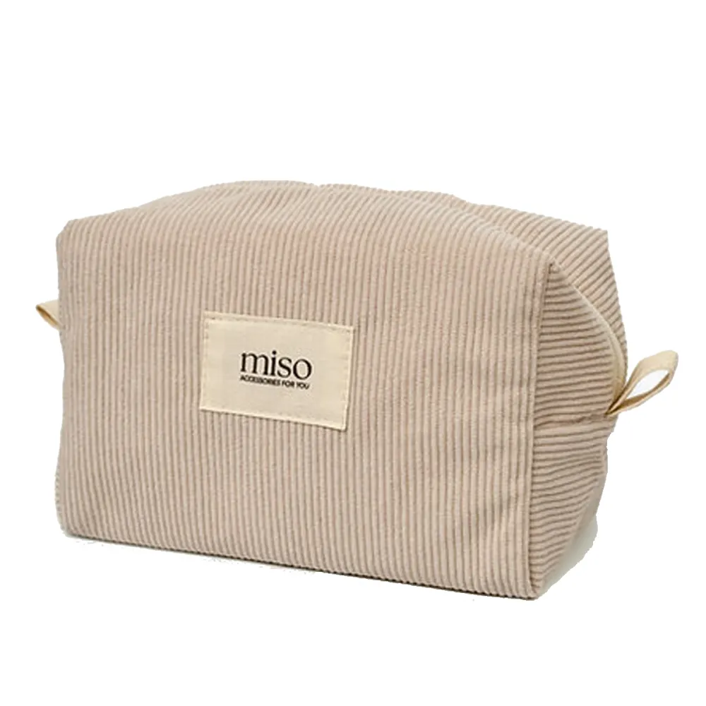 Косметичка средняя квадрат бежевый вельвет