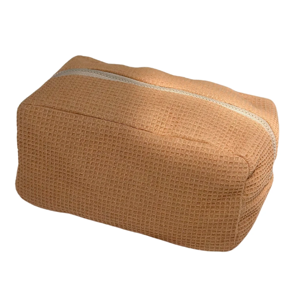 Косметичка вафля большая квадрат карамельного цвета