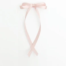 Бант тонкий атлас темно-рожевий (кріплення краб набір 2 од.)