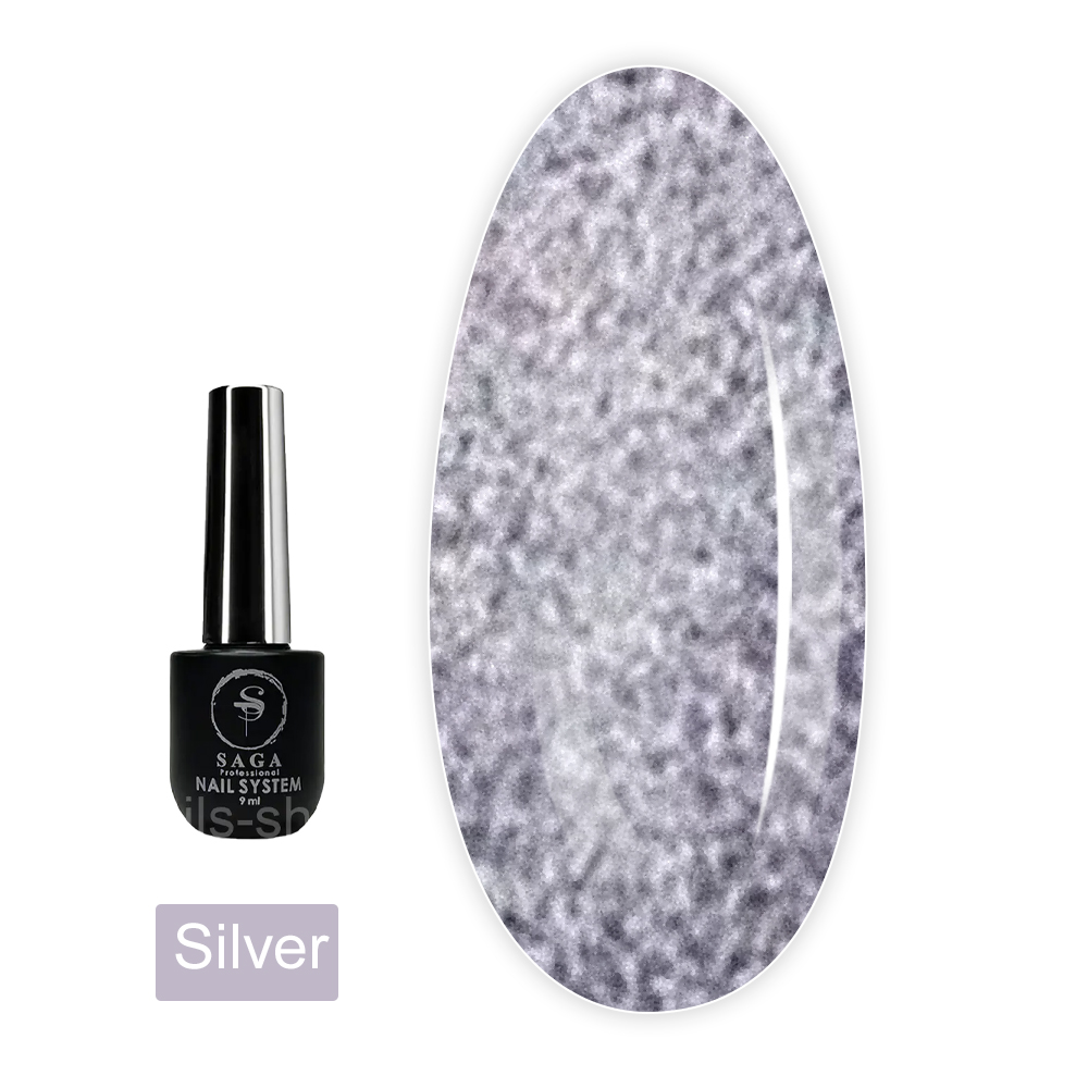 Гель лак Saga Cat Shine 9 мл (серебро)