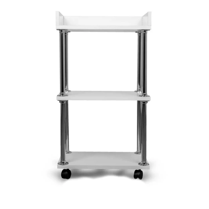 Косметологическая парикмахерская тележка с бортиками белый