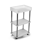 Косметологическая парикмахерская тележка с бортиками белый