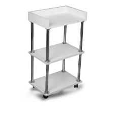 Косметологическая парикмахерская тележка с бортиками белый