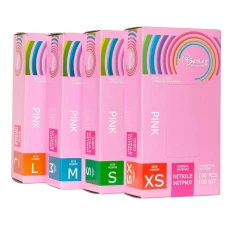 Перчатки нитриловые розовые SanGig (L)