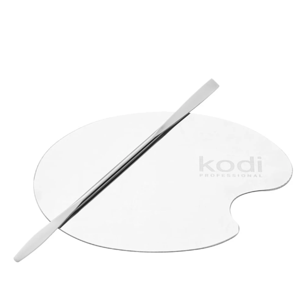 Палитра косметическая со шпателем для смешивания косметики (материал: нержавеющая сталь)