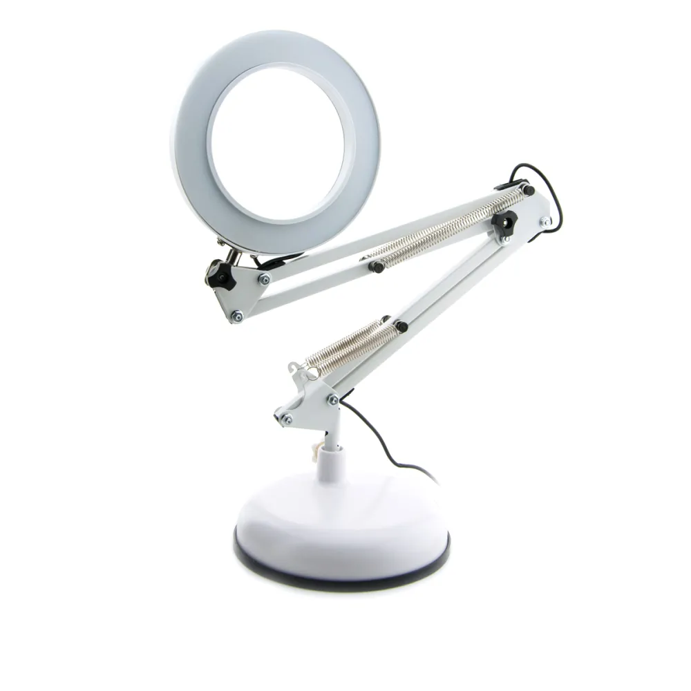 Лампа- Лупа LED 8w настол для ман кольцо 105 (USB) (Белая)