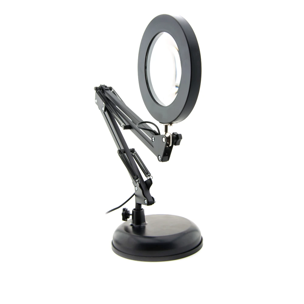 Лампа- Лупа LED 8w настольная для маникюра кольцо 105* (USB) (Черная)