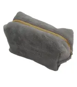 Косметичка мех средняя квадратная серого цвета