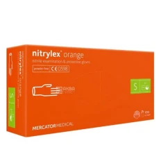 Перчатки нитрил без пудры нестерильные Nitrylex Orange 100 од (S)