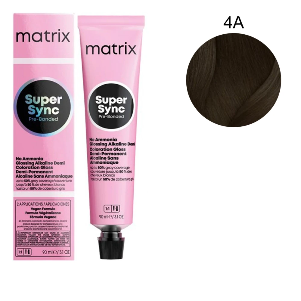Краска для волос Matrix без аммиака SUPER SYNC 90 мл (4А)