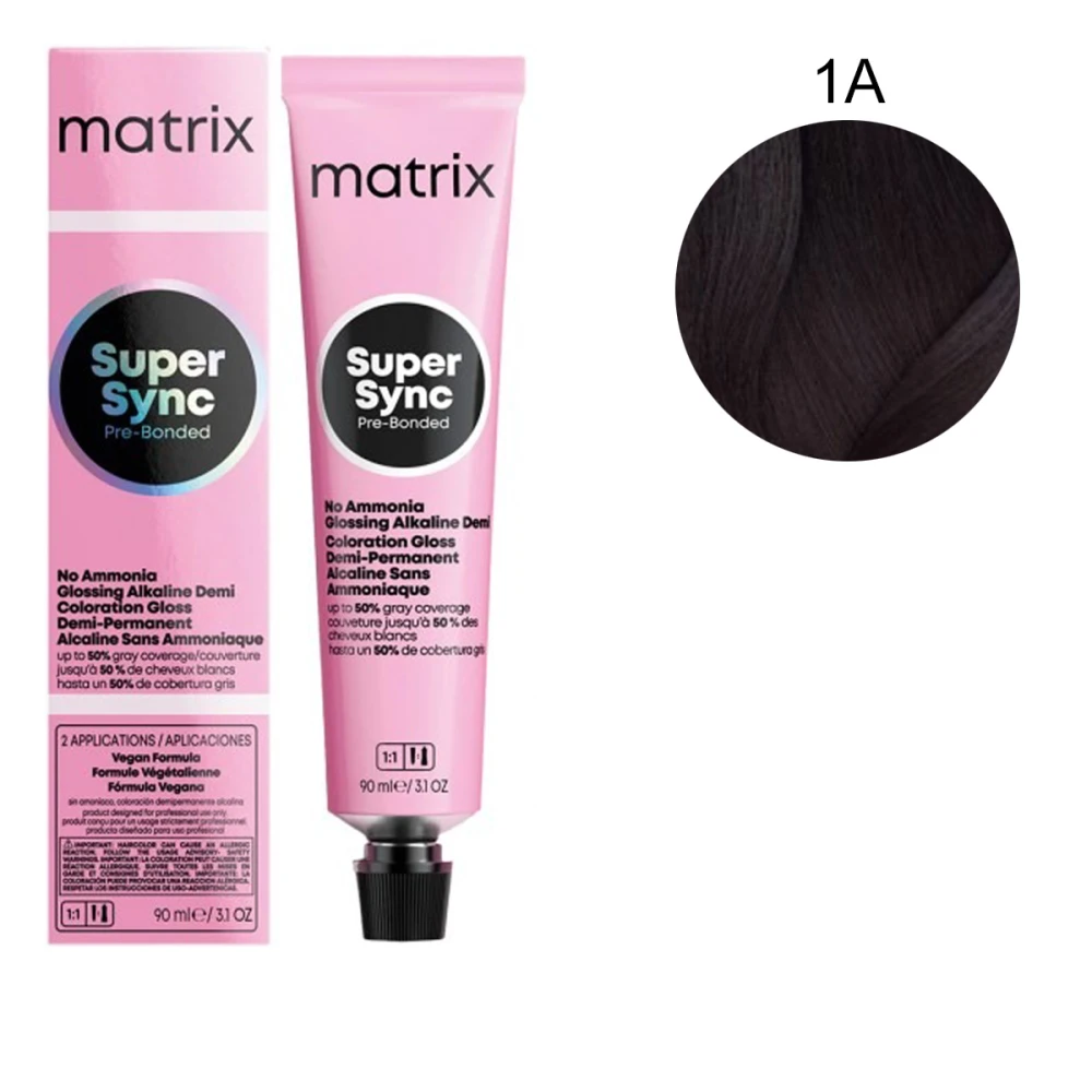 Краска для волос Matrix без аммиака SUPER SYNC 90 мл (1A)