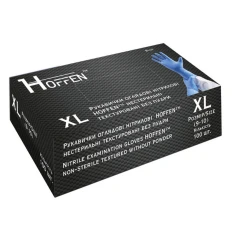 Перчатки нитрил неопудренные нестерильные текстурированные Hoffen Blue 100 ед (XL)