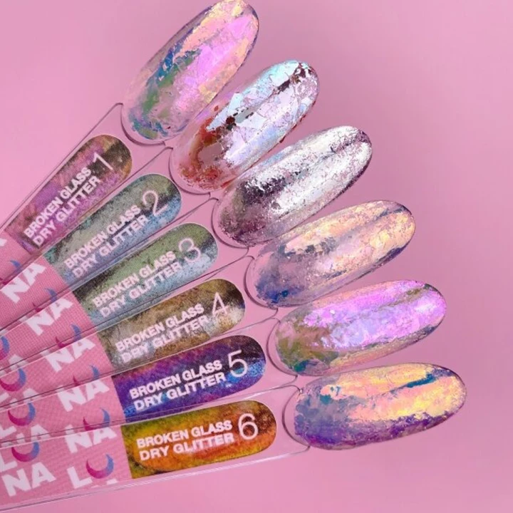 Комплект блесток сухих для ногтей LunaMoon Broken Glass 6 шт
