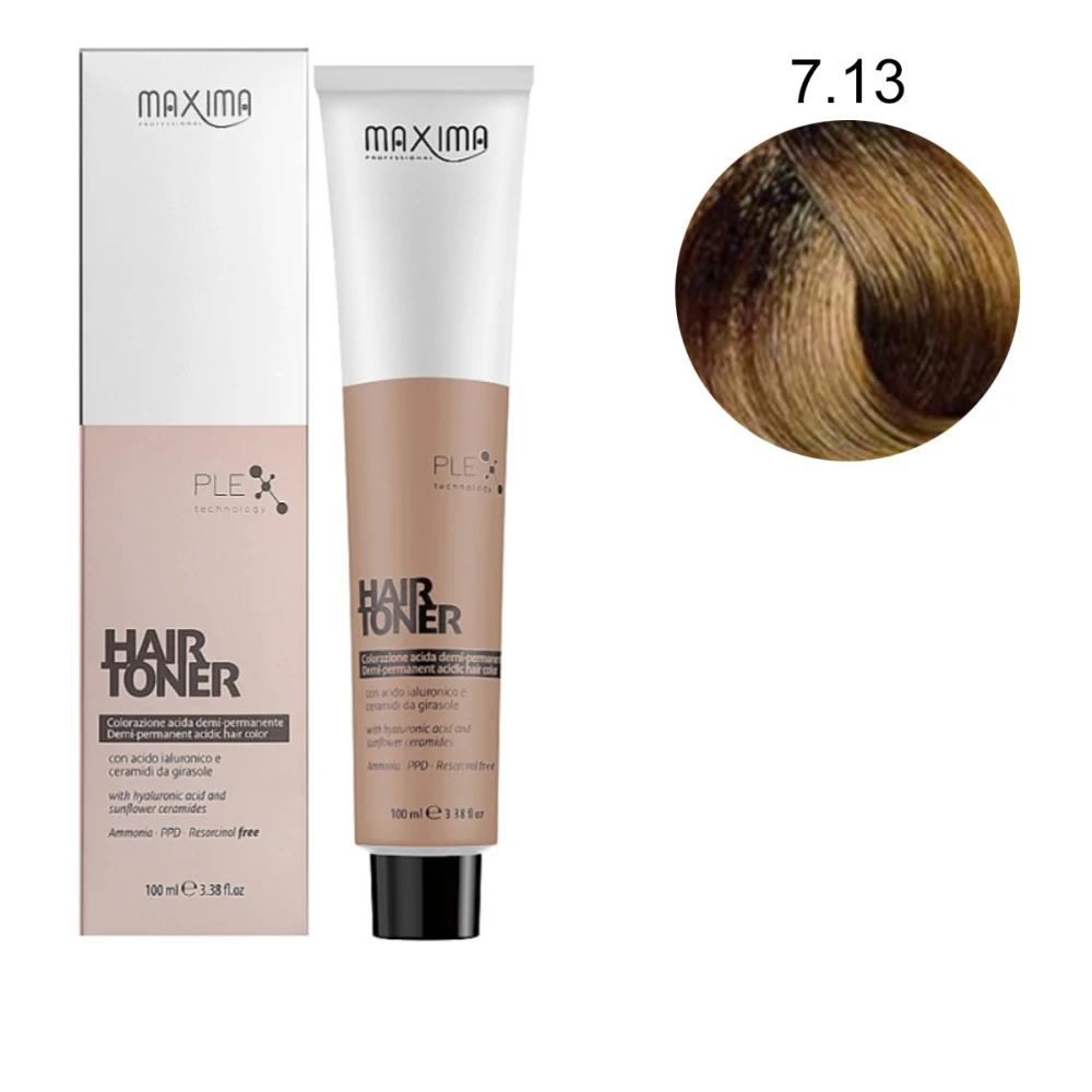 Демиперманентная краска для волос Maxima с гиалуроновой кислотой и керамидами 100 мл (7.13 - светло-коричневый)