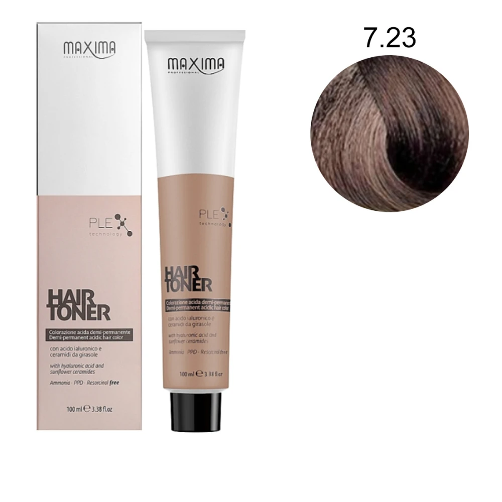 Демиперманентная краска для волос Maxima с гиалуроновой кислотой и керамидами 100 мл (7.23 - золотой ирисовый блондин)