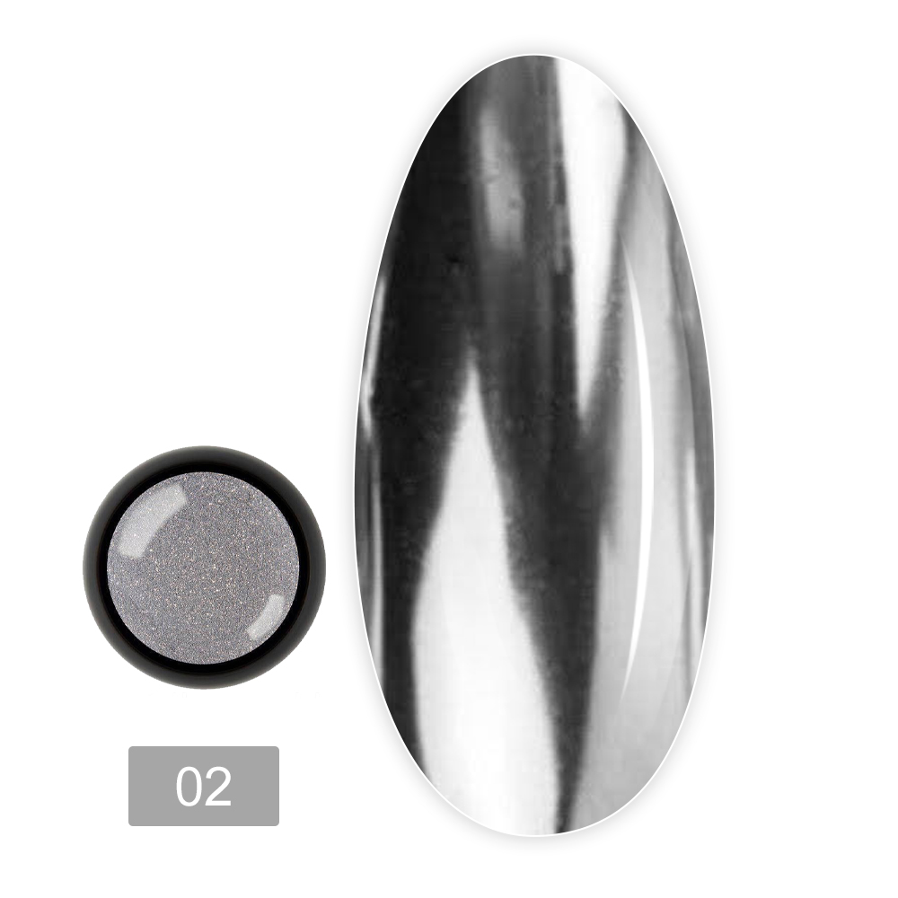 Втирка зеркальная (пигмент) Mirror power Дизайнер Профессионал (02 Серебро)