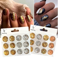 Набір перебивної фольги жатої для дизайну на нігтях 12 од. уп. (Різнокольоровий)