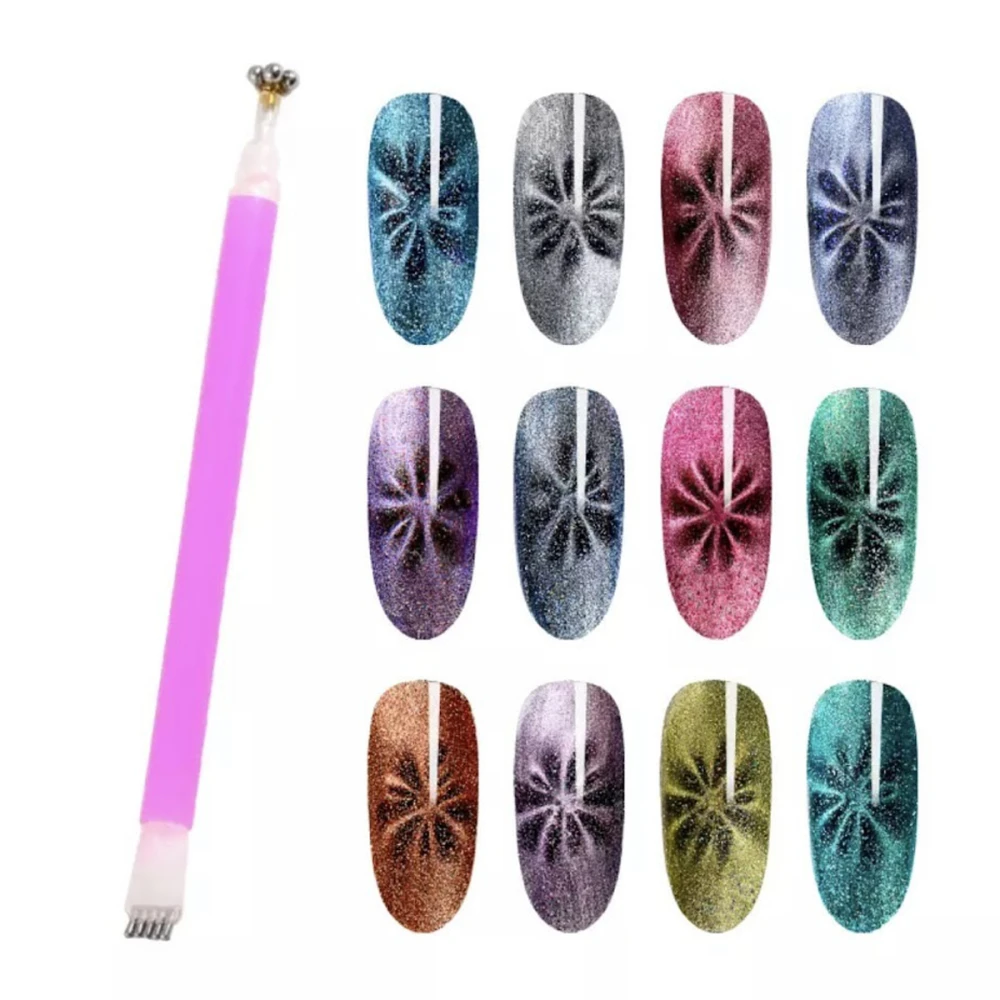 Ручка-магнит для гель лака кошачий глаз двухсторонняя многофункциональная