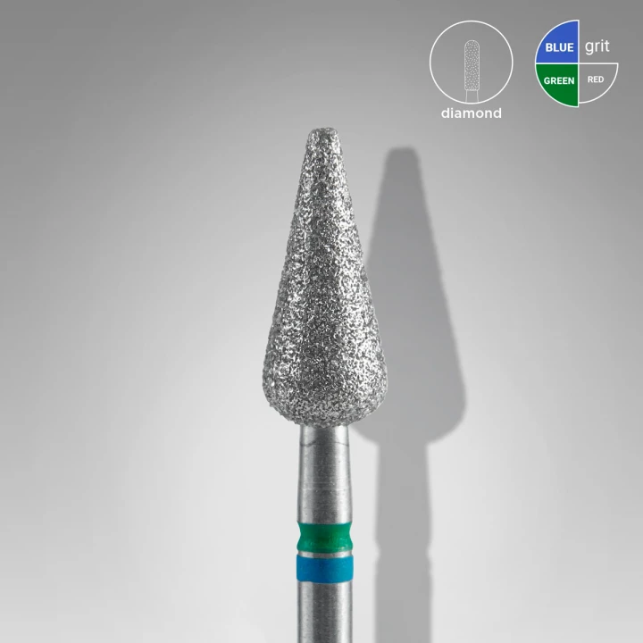 Фреза діамантова DUO Груша Гостра синьо-зелена EXPERT діаметр 5 мм, робоча частина 12 мм