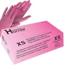 Перчатки нитрил неопудренные нестерильные текстурированные Hoffen Розовый 100 ед (XS)