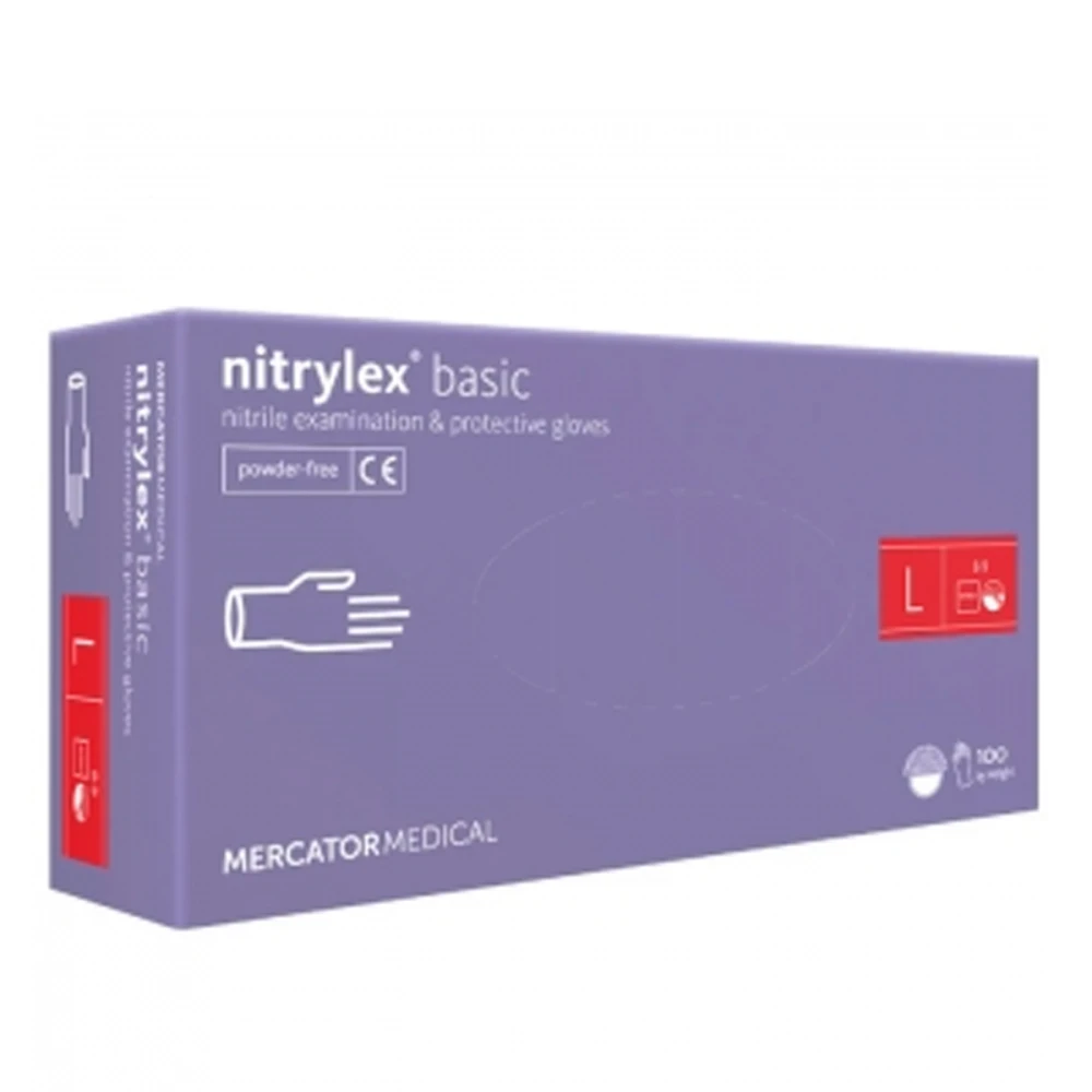 Перчатки нитрил без пудры нестерильные Nitrylex BASIC Violet 100 шт