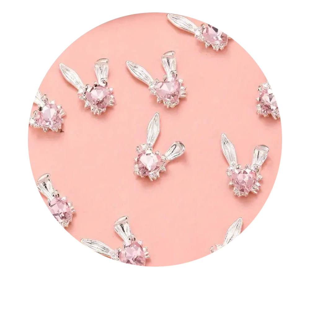 Украшения для ногтей, 10 шт (Кролик с розовым камешком)