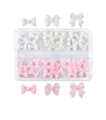 Набір 3D прикрас рожево-білі бантики, 6 ком