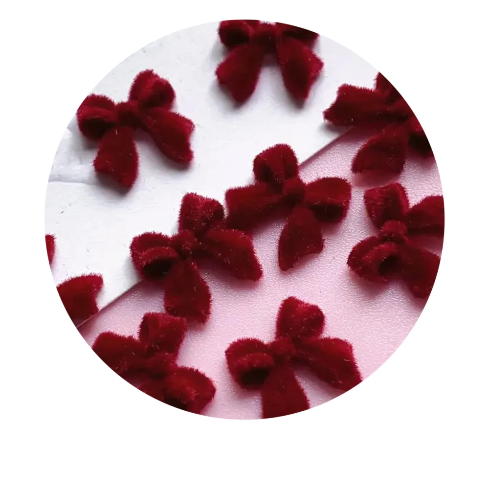 Украшения ногтевые, 30 шт (Бархатный красный бантик)