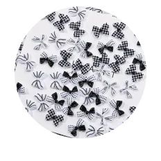 Украшения ногтевые, 30 шт (черно-белый бантик)