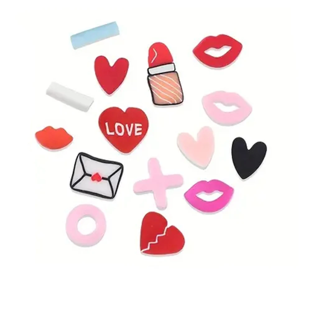 Набір прикрас для нігтів (серце, губи, помада), 6 ком