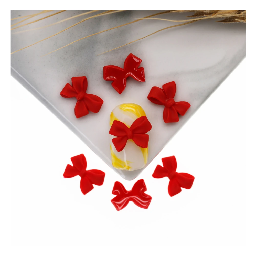 Украшения для ногтей, 30 шт (Бантик красный)