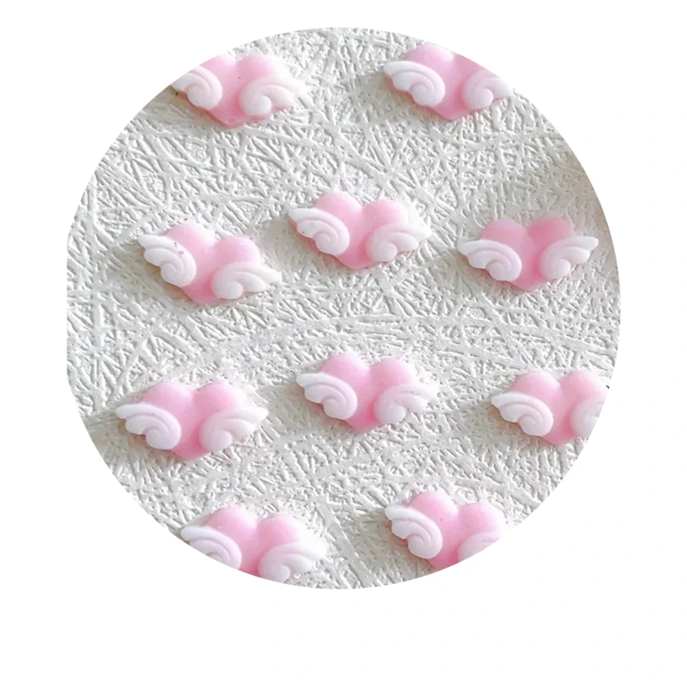 Украшения для ногтей, 30 шт (Сердечки с крылышками розовые)