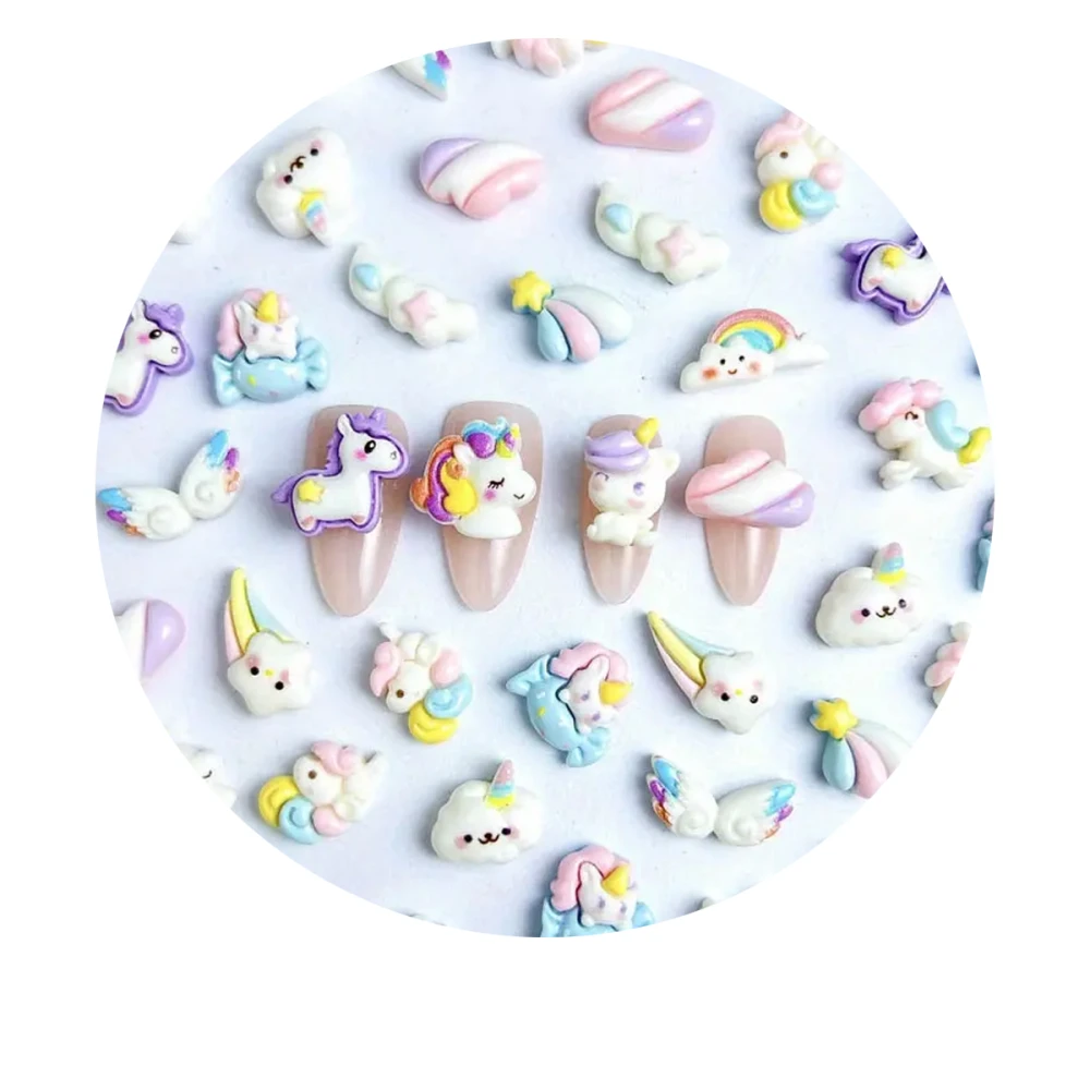 Украшения для ногтей, 30 шт (Тучи, радуга, единорожка)