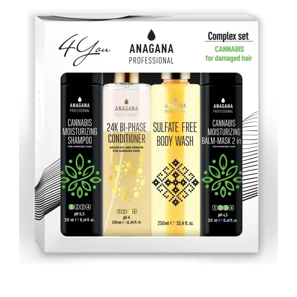 Набір 4YOU Зволожуючий з олією канабісу для тонкого пошкодженого волосся 4х250 мл
